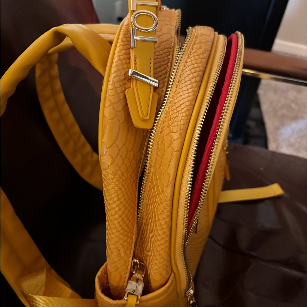 Yellow Textured Backpack - Picture 11 of 13